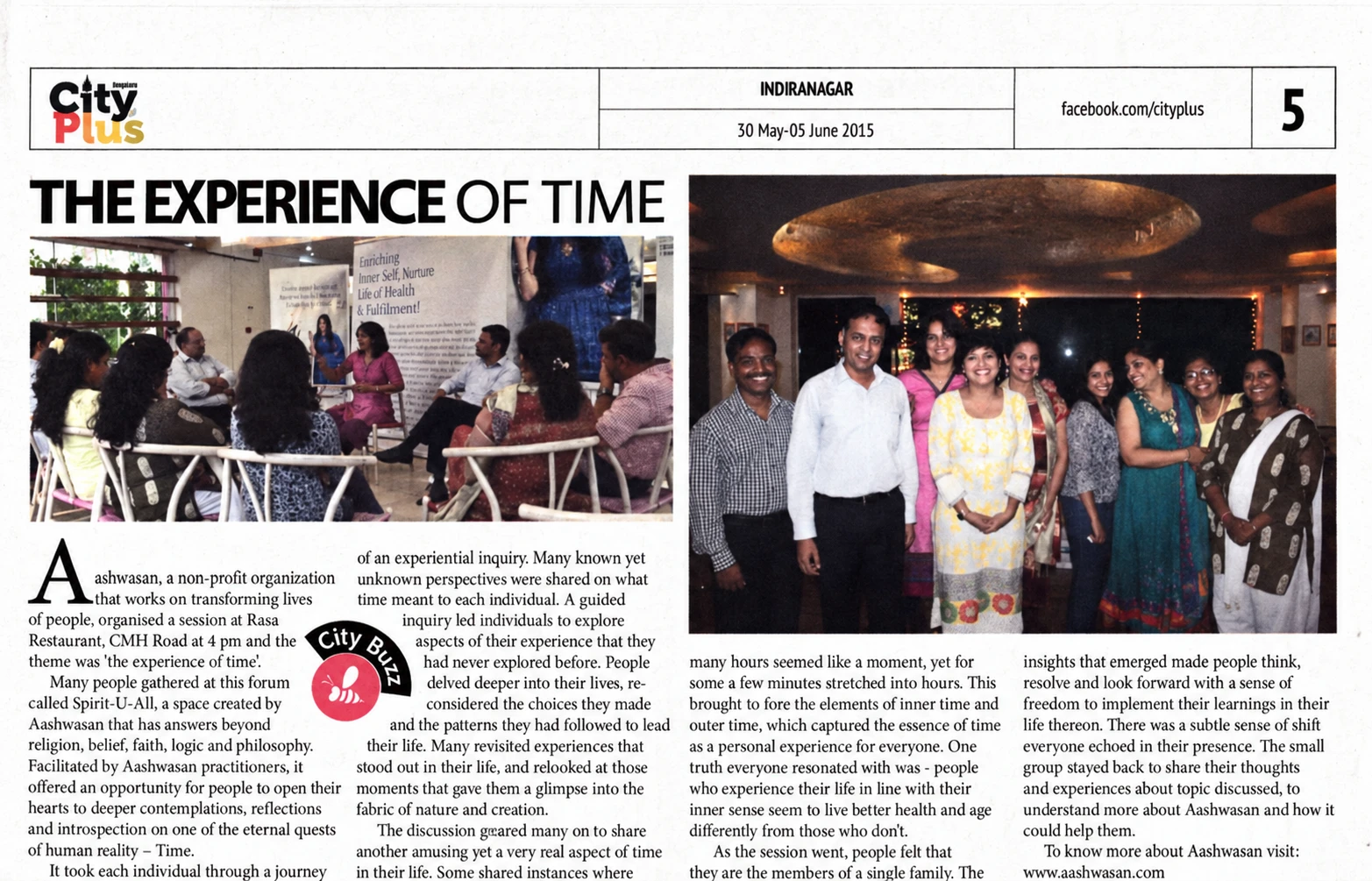 The Experience of Time at Cityplus on 30th May to 5th Jun 2015