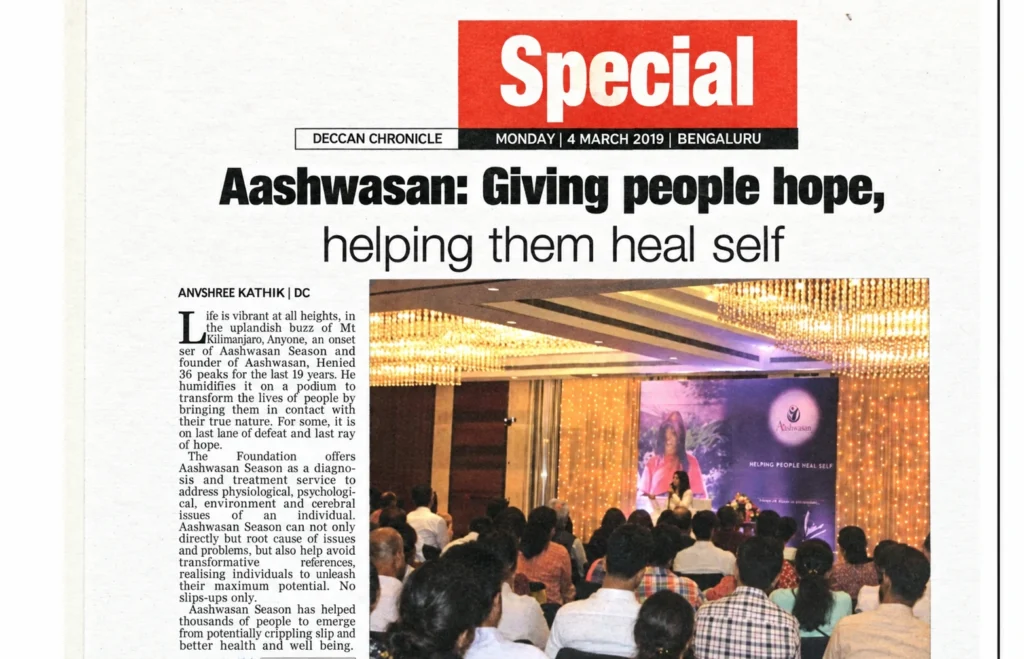 Aashwasan Giving people hope, helping them heal self in Deccan Chronicle on 4th Mar 2019